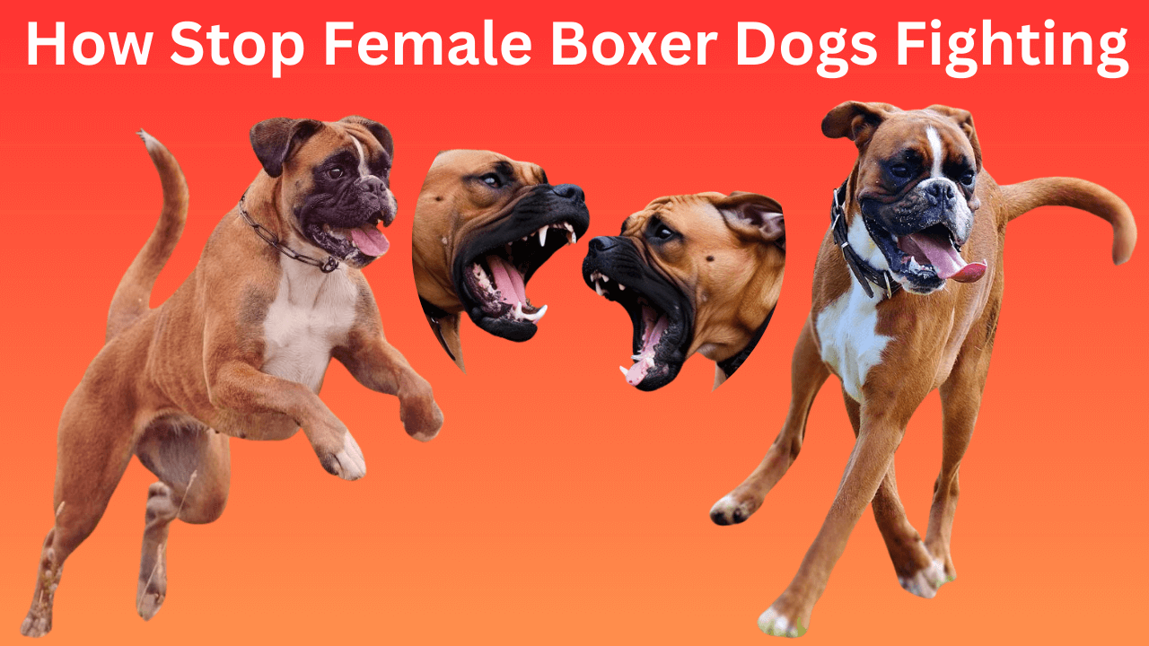 Female Boxer dogs fighting